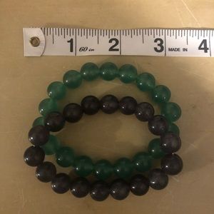 Blue and green bead bracelets